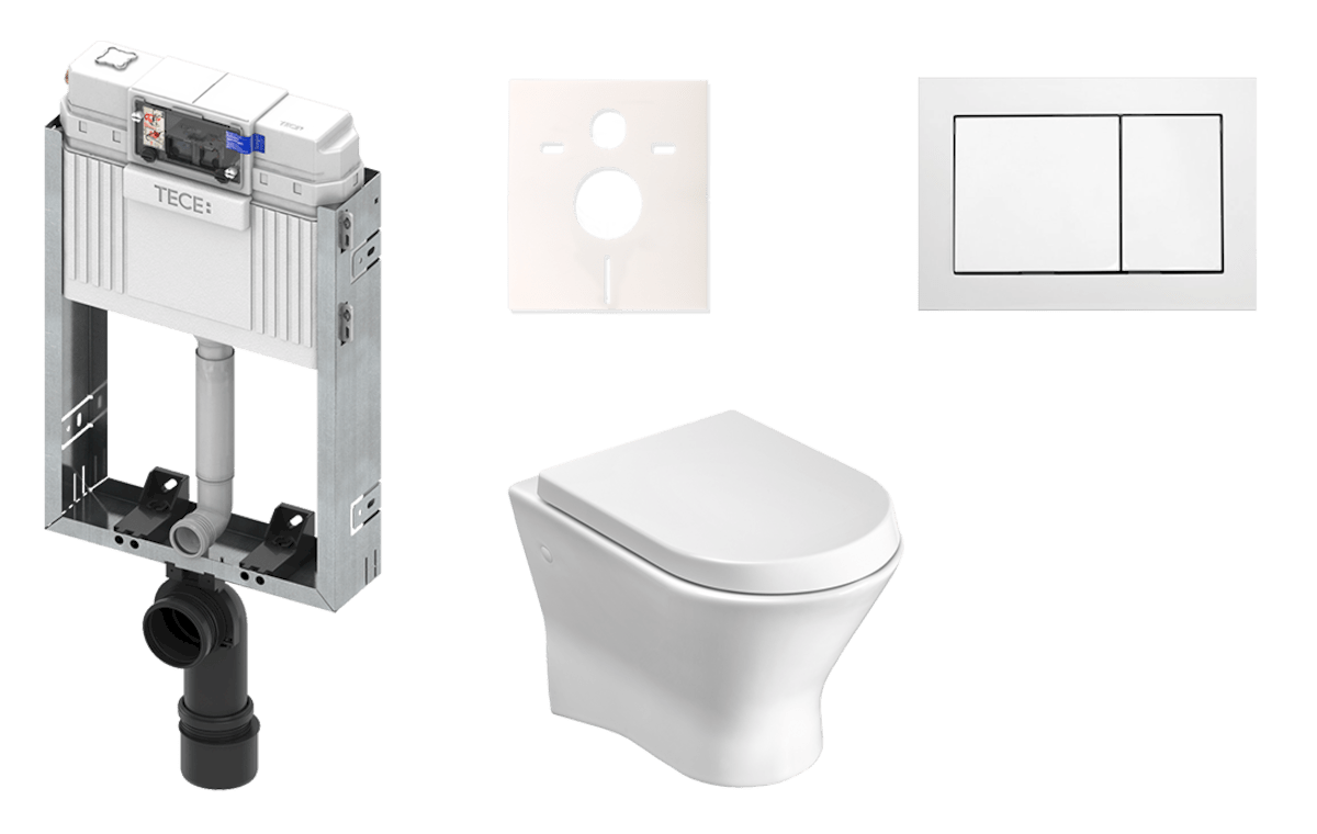 Cenově zvýhodněný závěsný WC set TECE k zazdění + WC Roca Nexo KMPLNEXOT Tece