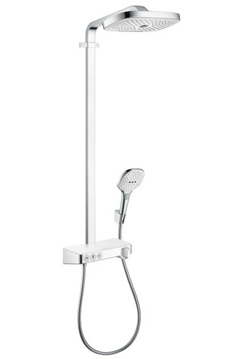 Sprchový systém Hansgrohe Raindance Select E na stěnu s termostatickou baterií bílá/chrom 27127400 Hansgrohe