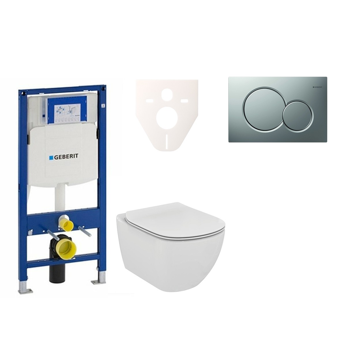 Cenově zvýhodněný závěsný WC set Geberit do lehkých stěn / předstěnová montáž+ WC Ideal Standard Tesi 111.300.00.5NE3 Ideal Standard