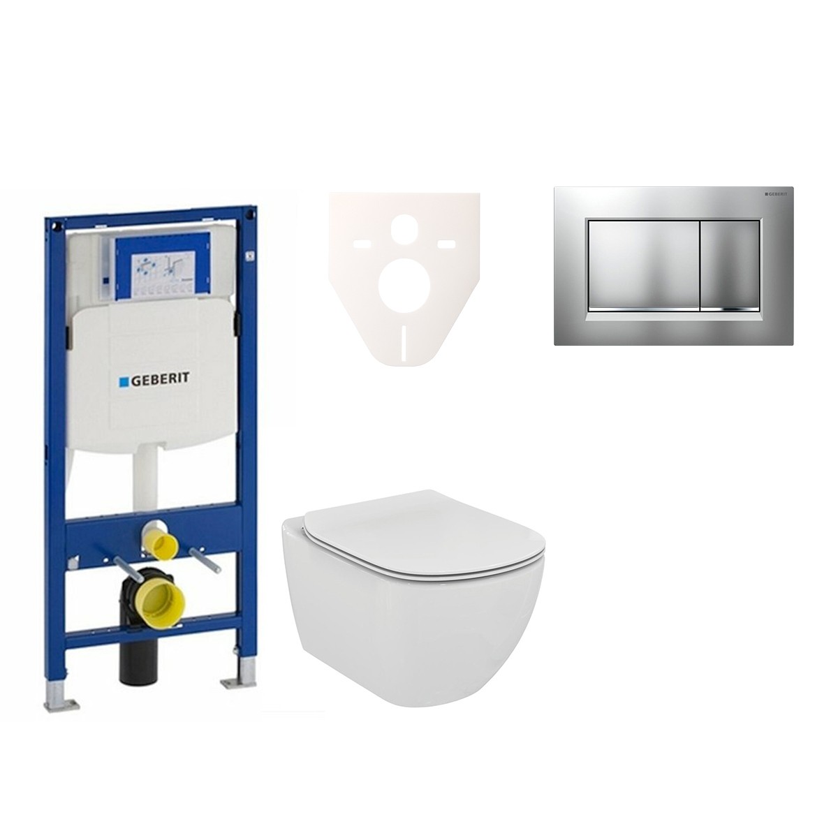 Cenově zvýhodněný závěsný WC set Geberit do lehkých stěn / předstěnová montáž+ WC Ideal Standard Tesi 111.300.00.5NE7 Ideal Standard