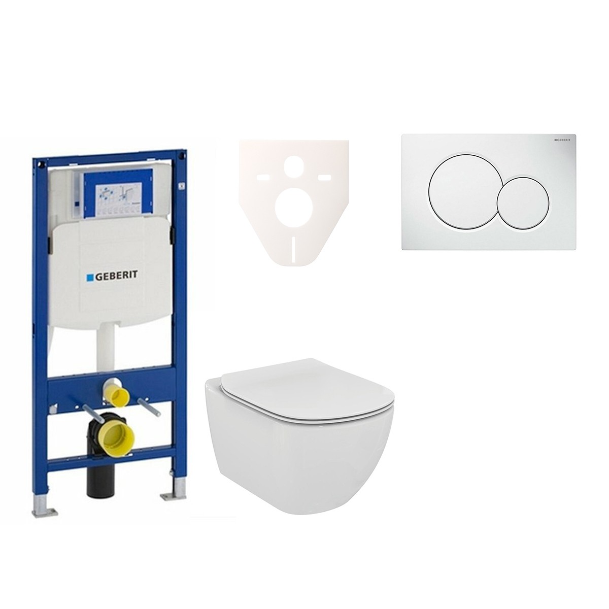 Cenově zvýhodněný závěsný WC set Geberit do lehkých stěn / předstěnová montáž+ WC Ideal Standard Tesi 111.300.00.5NF1 Ideal Standard