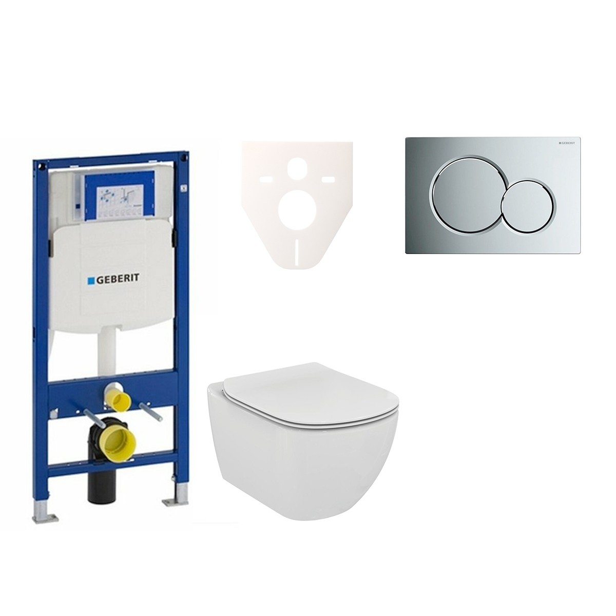 Cenově zvýhodněný závěsný WC set Geberit do lehkých stěn / předstěnová montáž+ WC Ideal Standard Tesi 111.300.00.5NF2 Ideal Standard