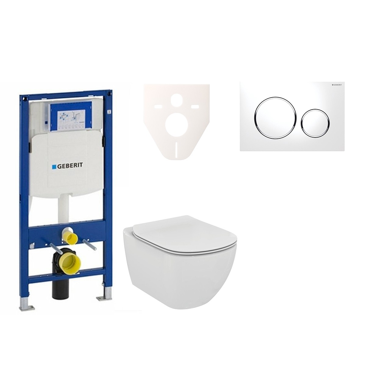 Cenově zvýhodněný závěsný WC set Geberit do lehkých stěn / předstěnová montáž+ WC Ideal Standard Tesi 111.300.00.5NF4 Ideal Standard