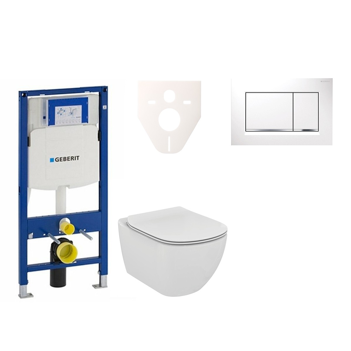 Cenově zvýhodněný závěsný WC set Geberit do lehkých stěn / předstěnová montáž+ WC Ideal Standard Tesi 111.300.00.5NF5 Ideal Standard