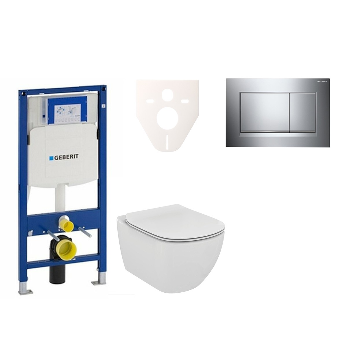 Cenově zvýhodněný závěsný WC set Geberit do lehkých stěn / předstěnová montáž+ WC Ideal Standard Tesi 111.300.00.5NF6 Ideal Standard