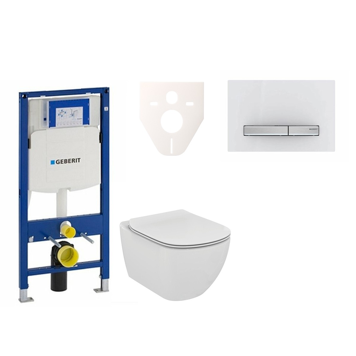 Cenově zvýhodněný závěsný WC set Geberit do lehkých stěn / předstěnová montáž+ WC Ideal Standard Tesi 111.300.00.5NF8 Ideal Standard