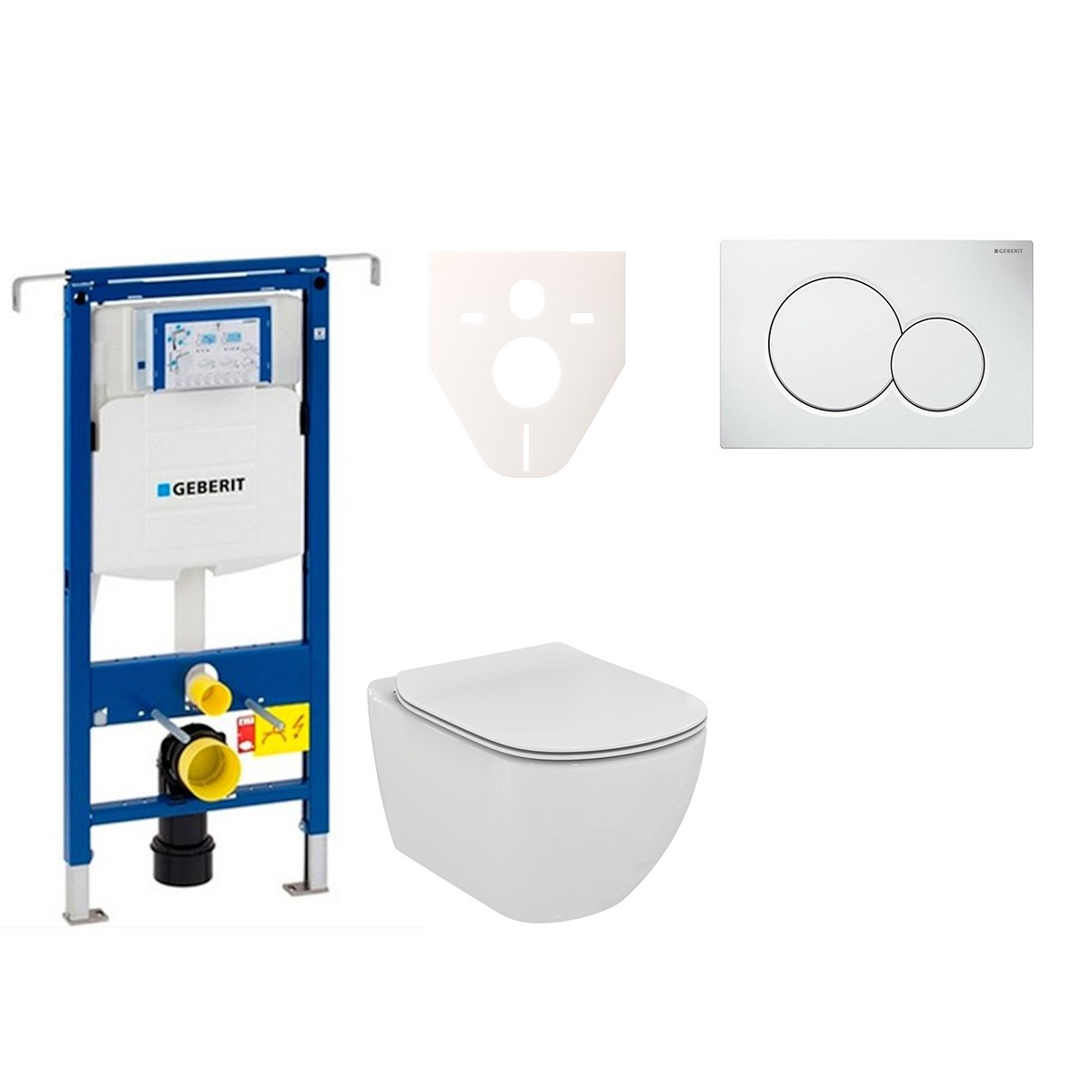 Cenově zvýhodněný závěsný WC set Geberit do lehkých stěn / předstěnová montáž+ WC Ideal Standard Tesi 111.355.00.5NF1 Ideal Standard