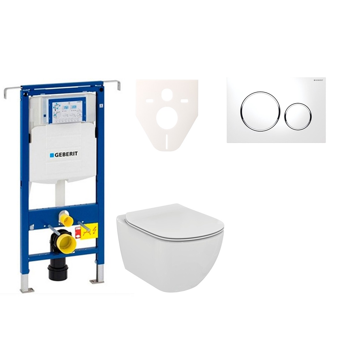 Cenově zvýhodněný závěsný WC set Geberit do lehkých stěn / předstěnová montáž+ WC Ideal Standard Tesi 111.355.00.5NF4 Ideal Standard