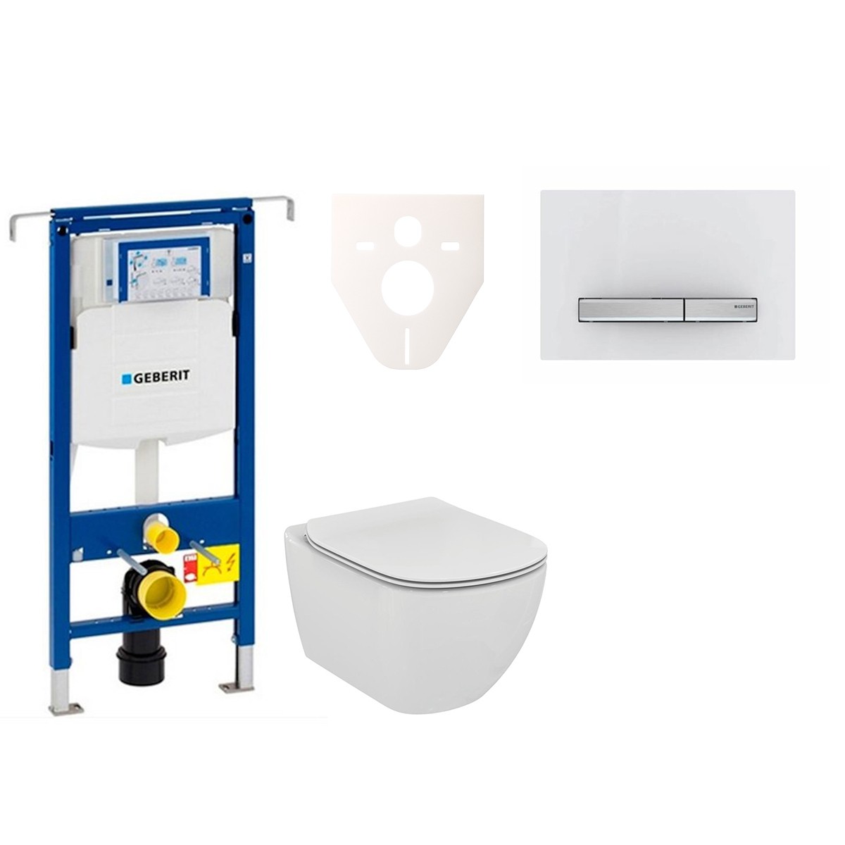 Cenově zvýhodněný závěsný WC set Geberit do lehkých stěn / předstěnová montáž + WC Ideal Standard Tesi 111.355.00.5NF8 Ideal Standard