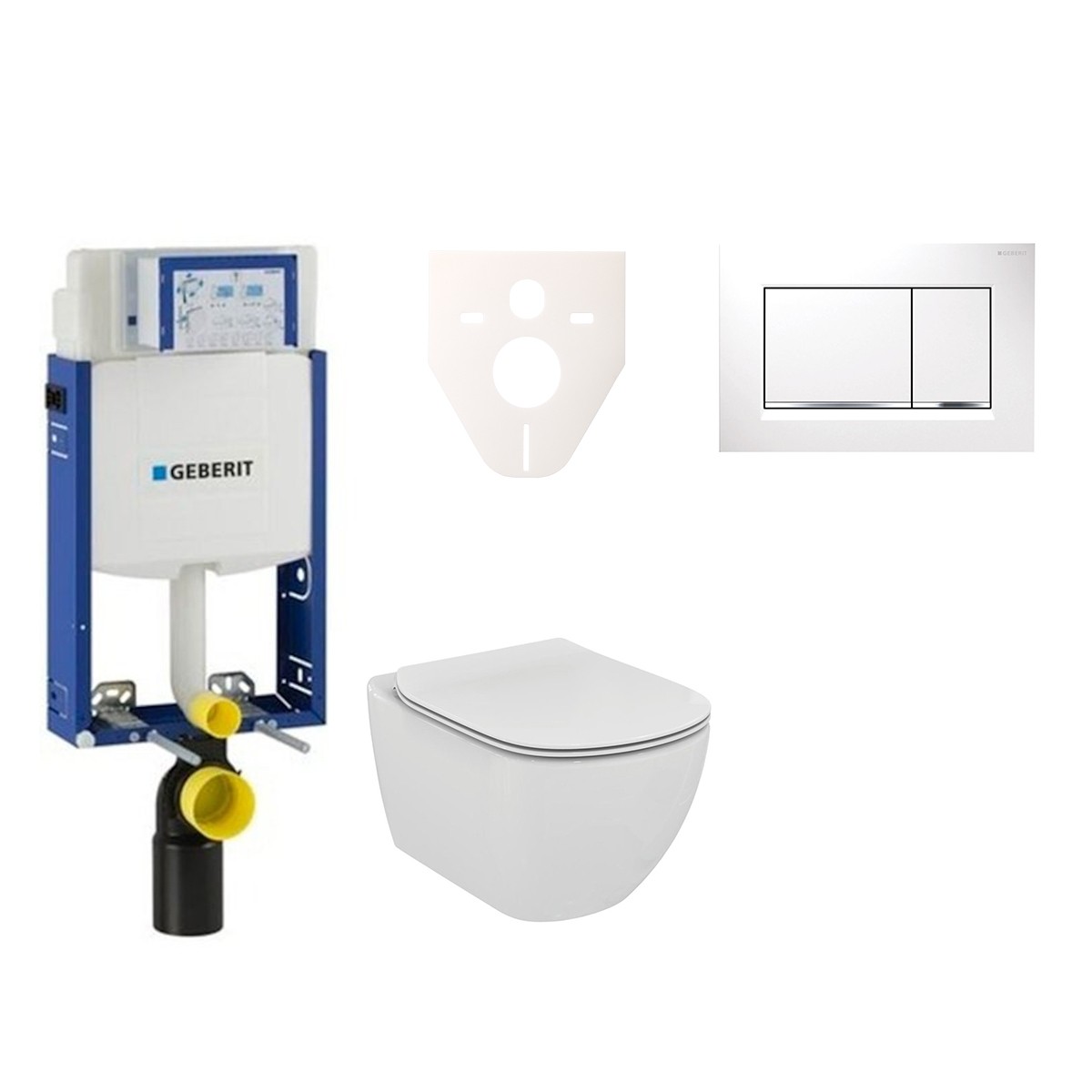 Cenově zvýhodněný závěsný WC set Geberit k zazdění + WC Ideal Standard Tesi 110.302.00.5NE5 Ideal Standard