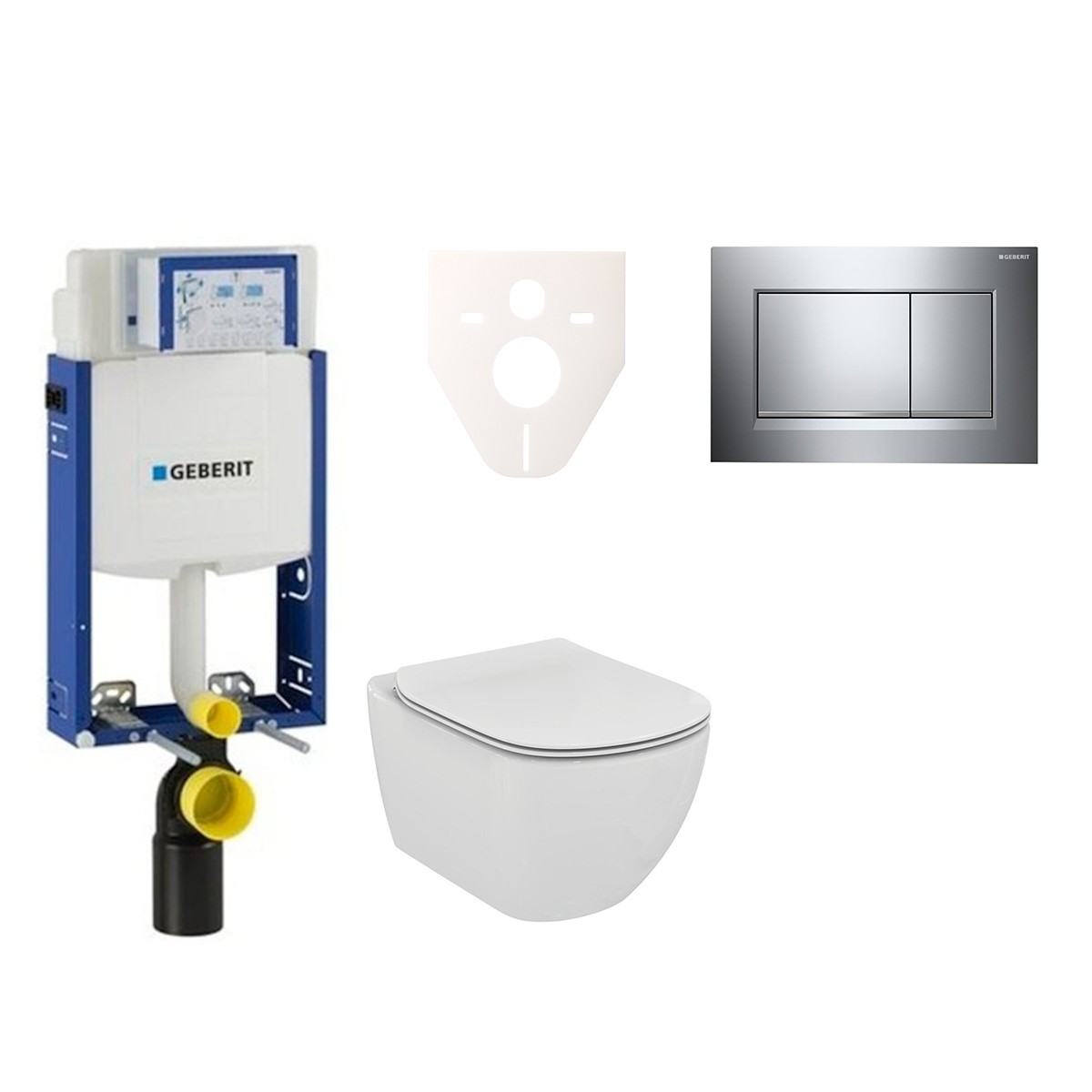 Cenově zvýhodněný závěsný WC set Geberit k zazdění + WC Ideal Standard Tesi 110.302.00.5NE6 Ideal Standard