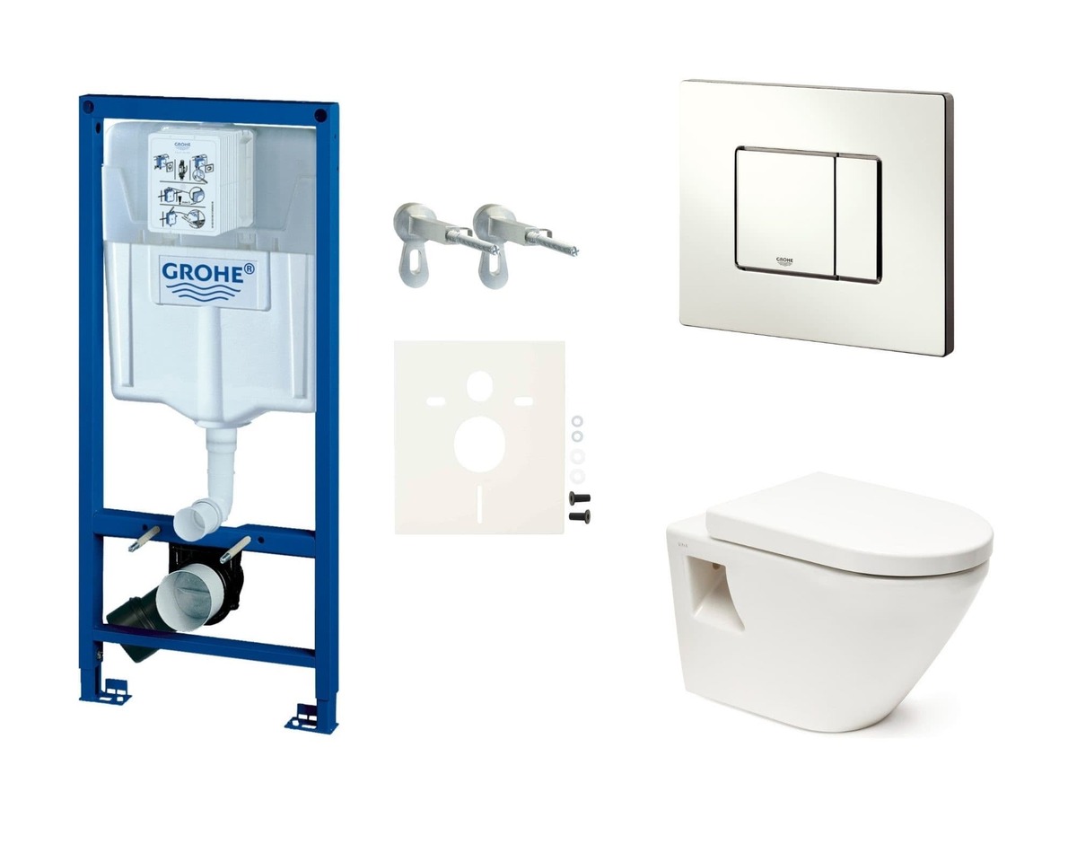 Cenově zvýhodněný závěsný WC set Grohe do lehkých stěn / předstěnová montáž+ WC Vitra Integra SIKOGRSINT2S NO BRAND