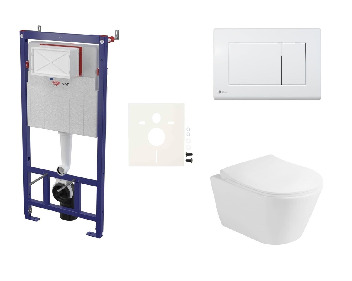 Cenově zvýhodněný závěsný WC set SAT do lehkých stěn / předstěnová montáž+ WC Glacera Ava SIKOSSAVA20K NO BRAND