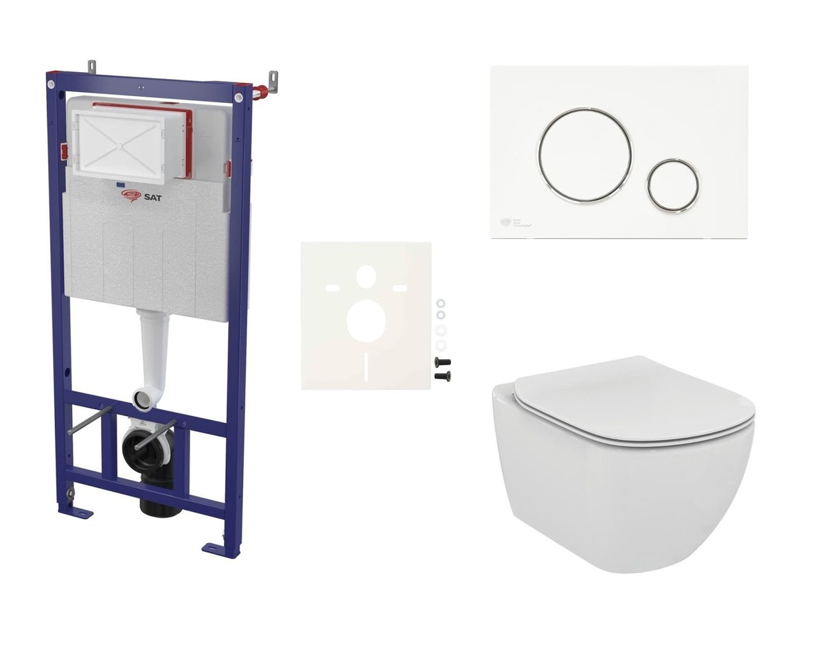 Cenově zvýhodněný závěsný WC set SAT do lehkých stěn / předstěnová montáž+ WC Ideal Standard Tesi SIKOSSTES70K NO BRAND