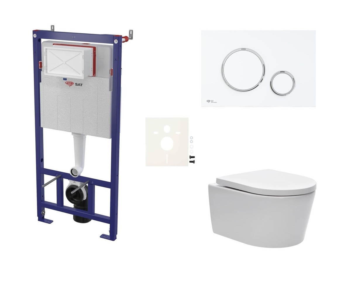 Cenově zvýhodněný závěsný WC set SAT do lehkých stěn / předstěnová montáž+ WC SAT Brevis SIKOSSBR76K SAT