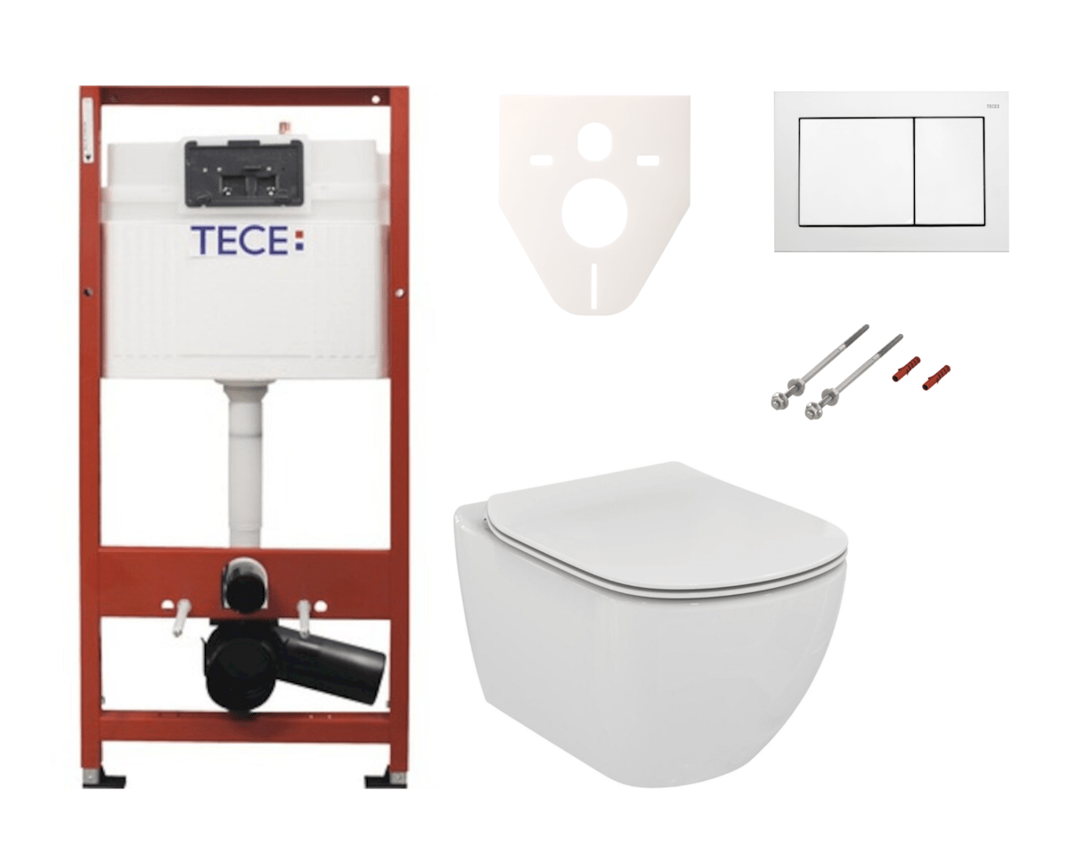 Cenově zvýhodněný závěsný WC set TECE do lehkých stěn / předstěnová montáž+ WC Ideal Standard Tesi SIKOTSE0 Tece