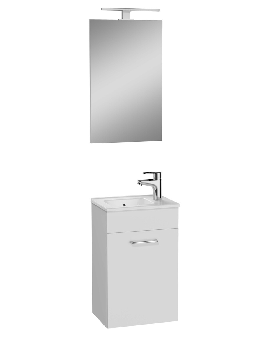 Koupelnová sestava s umyvadlem zrcadlem a osvětlením Vitra Mia 39x61x28 cm bílá lesk MIASET40B Vitra