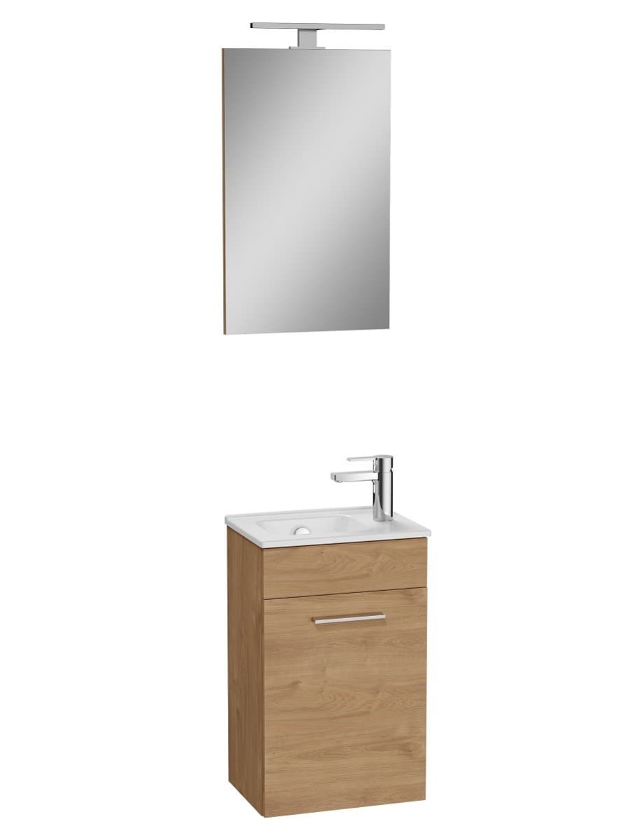 Koupelnová sestava s umyvadlem zrcadlem a osvětlením Vitra Mia 39x61x28 cm dub MIASET40D Vitra