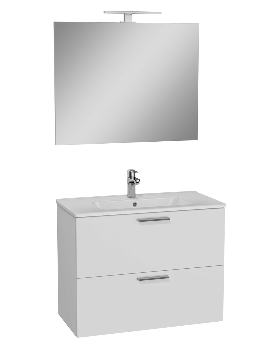 Koupelnová sestava s umyvadlem zrcadlem a osvětlením Vitra Mia 79x61x39