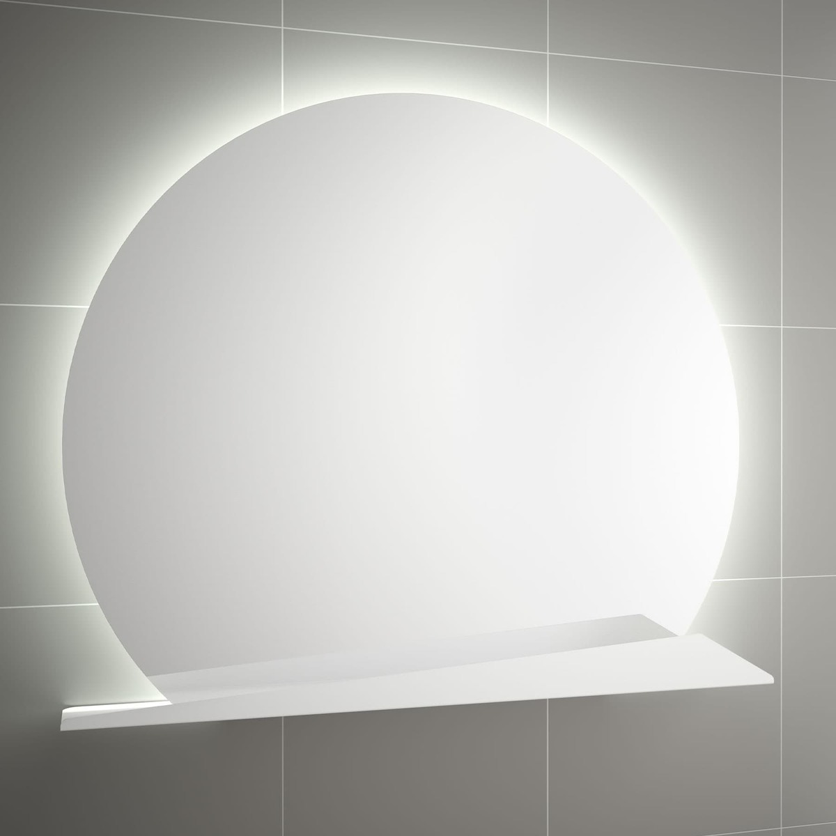 Zrcadlo s LED osvětlením s poličkou Sunrise Salgar 80x80 cm bílá 83965B Salgar