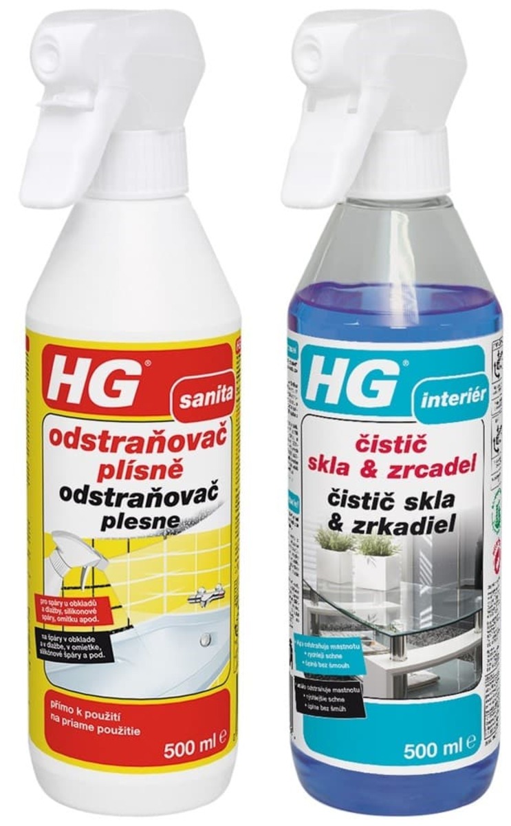 Akční balíček HG odstraňovač plísně HGOP a HG čistič skla & zrcadel HGCSZ HG