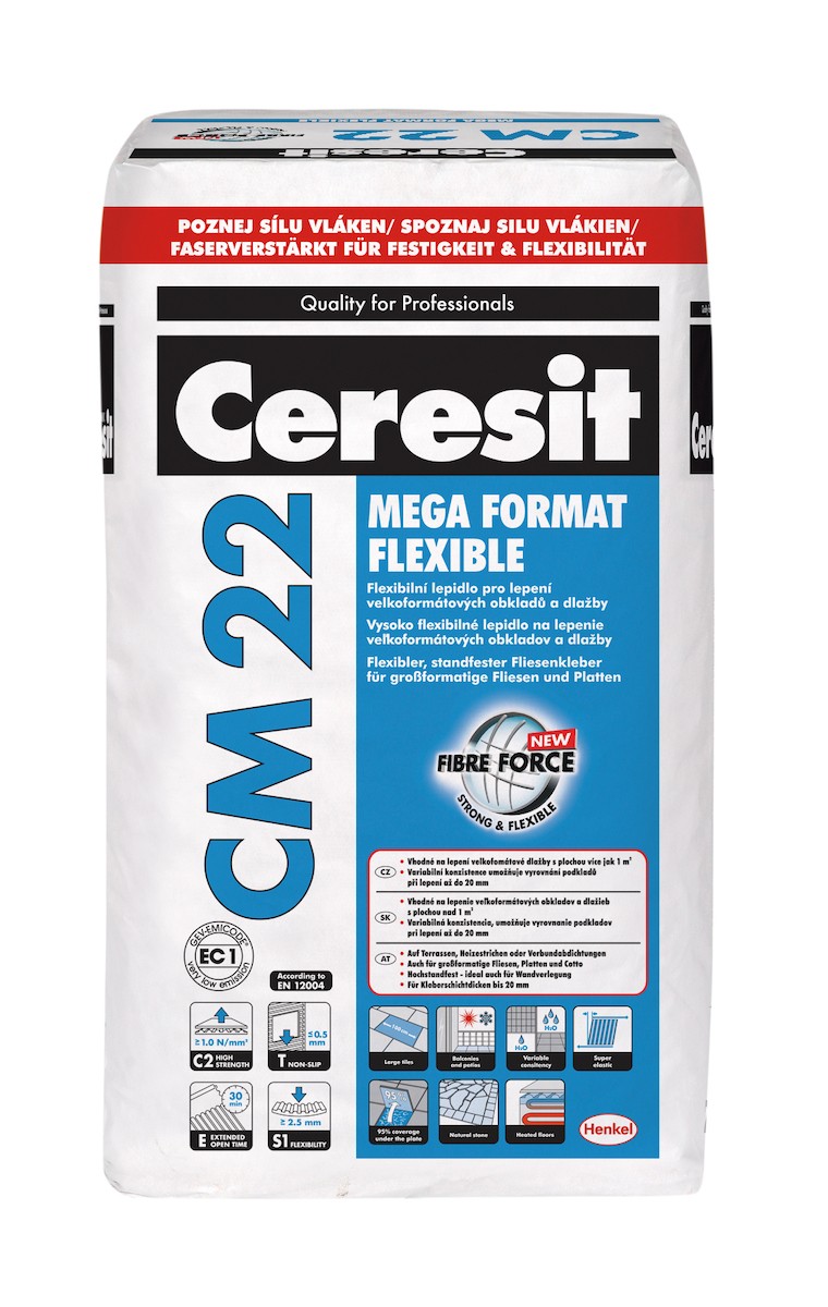 Lepidlo Ceresit CM 22 šedá 25 kg C2TE S1 CM2225 Ceresit