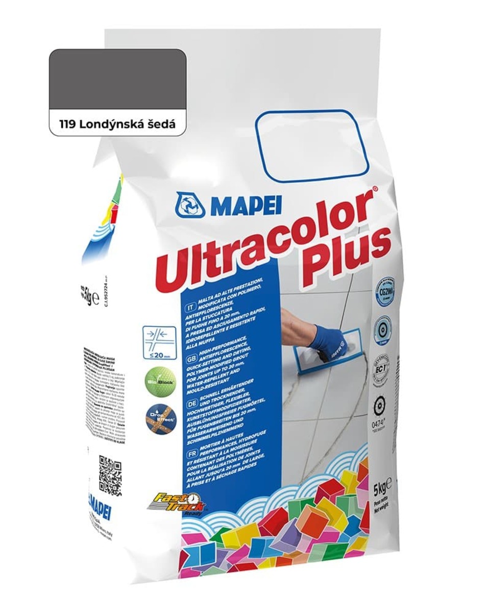 Spárovací hmota Mapei Ultracolor Plus londýnská šedá 5 kg CG2WA MAPU119 Mapei