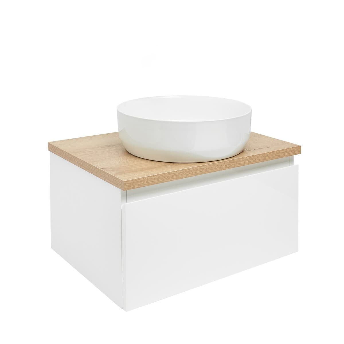 Koupelnová skříňka s dubovou krycí deskou SAT B-Way 59x30x45 cm bílá lesk BWAY60WDOAK SAT