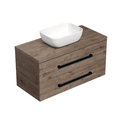 Koupelnová skříňka s černou úchytkou a krycí deskou SAT Cube Way 100x46x47