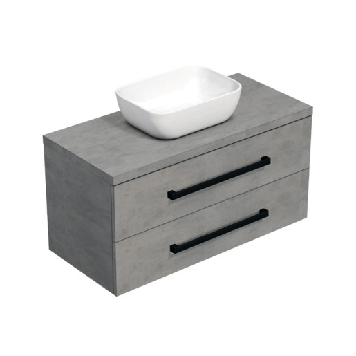 Koupelnová skříňka s černou úchytkou a krycí deskou SAT Cube Way 100x47
