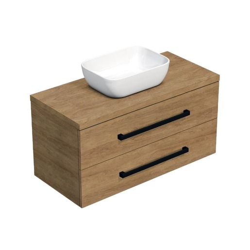 Koupelnová skříňka s černou úchytkou a krycí deskou SAT Cube Way 100x47