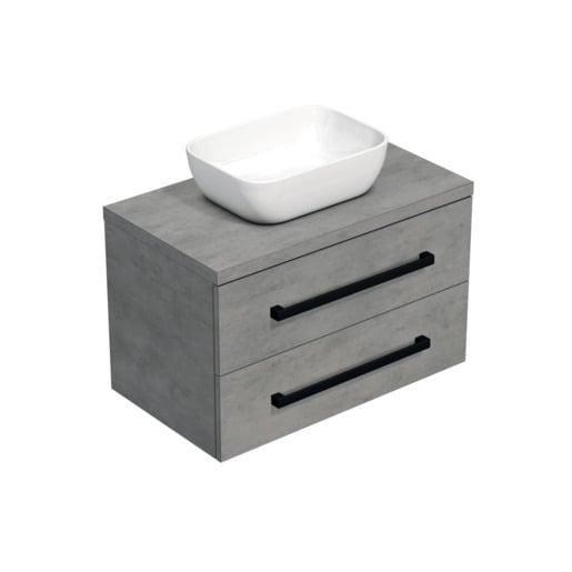 Koupelnová skříňka s černou úchytkou a krycí deskou SAT Cube Way 80x47