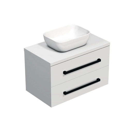 Koupelnová skříňka s černou úchytkou a krycí deskou SAT Cube Way 80x47