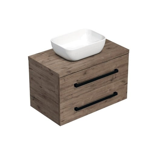 Koupelnová skříňka s černou úchytkou a krycí deskou SAT Cube Way 80x47