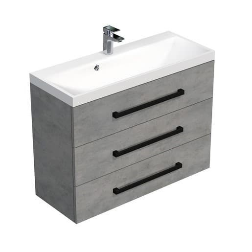 Koupelnová skříňka s černou úchytkou a umyvadlem SAT Cube Way 100x76