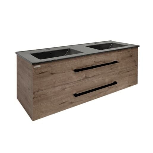 Koupelnová skříňka s černou úchytkou a umyvadlem SAT Cube Way 120x53x46 cm dub Hickory mat CUBE46C1202DWMODC SAT