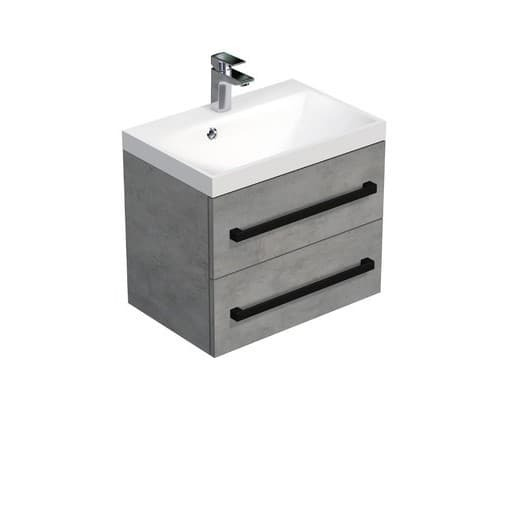 Koupelnová skříňka s černou úchytkou a umyvadlem SAT Cube Way 60x53x40 cm beton mat CUBE2C60ZBE SAT