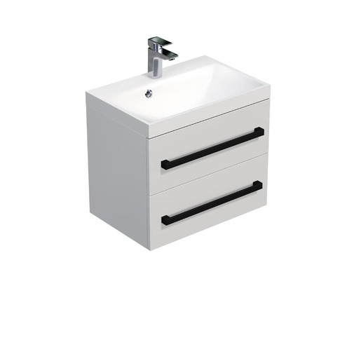 Koupelnová skříňka s černou úchytkou a umyvadlem SAT Cube Way 60x53x40 cm bílá lesk lesk/mat CUBE2C60ZBL SAT