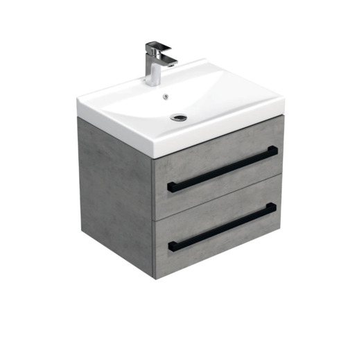Koupelnová skříňka s černou úchytkou a umyvadlem SAT Cube Way 60x53x46 cm beton mat CUBE46C602BEVER SAT