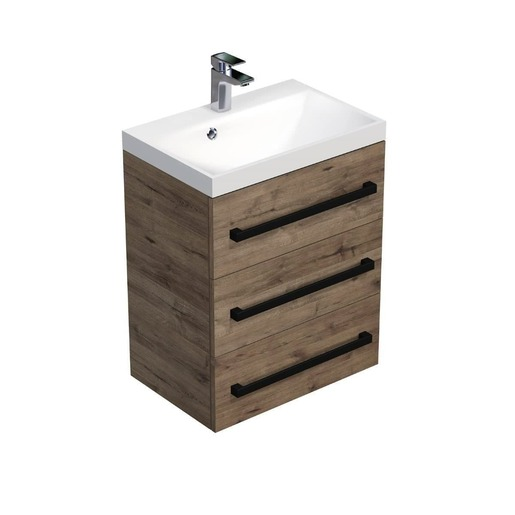 Koupelnová skříňka s černou úchytkou a umyvadlem SAT Cube Way 60x76