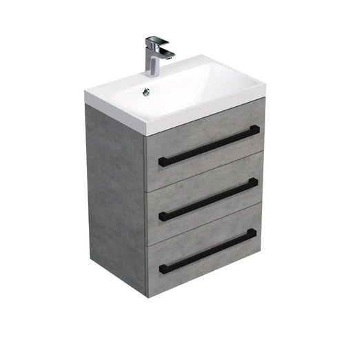 Koupelnová skříňka s černou úchytkou a umyvadlem SAT Cube Way 60x76