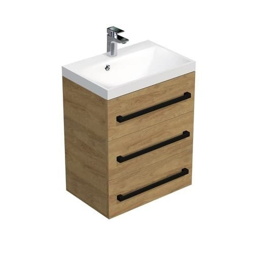 Koupelnová skříňka s černou úchytkou a umyvadlem SAT Cube Way 60x76