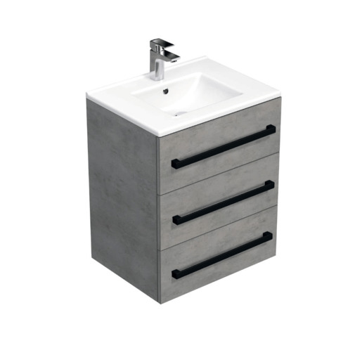 Koupelnová skříňka s černou úchytkou a umyvadlem SAT Cube Way 60x76