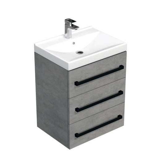 Koupelnová skříňka s černou úchytkou a umyvadlem SAT Cube Way 60x76