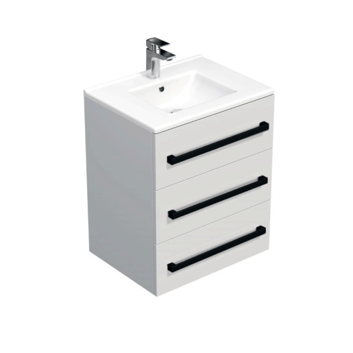 Koupelnová skříňka s černou úchytkou a umyvadlem SAT Cube Way 60x76