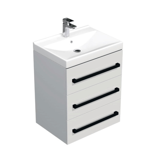 Koupelnová skříňka s černou úchytkou a umyvadlem SAT Cube Way 60x76