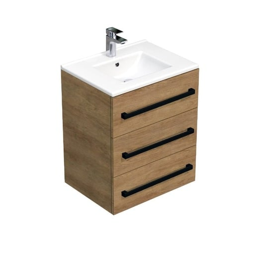 Koupelnová skříňka s černou úchytkou a umyvadlem SAT Cube Way 60x76