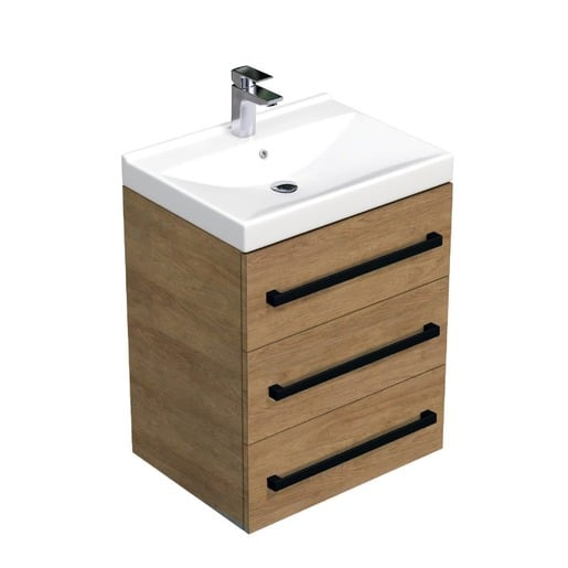 Koupelnová skříňka s černou úchytkou a umyvadlem SAT Cube Way 60x76