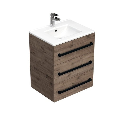 Koupelnová skříňka s černou úchytkou a umyvadlem SAT Cube Way 60x76