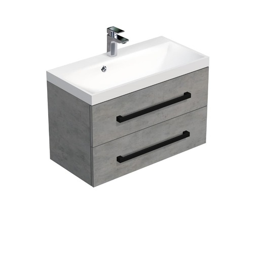Koupelnová skříňka s černou úchytkou a umyvadlem SAT Cube Way 80x53x40 cm beton mat CUBE2C80ZBE SAT